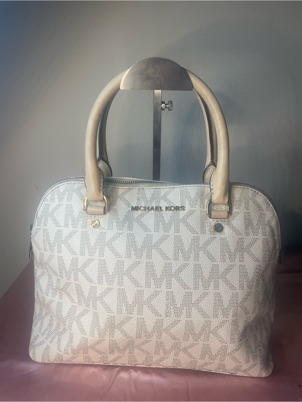 Michael Kors Cream Logo Dome Satchel